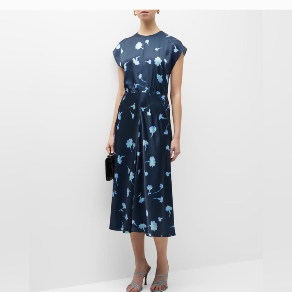 Elegant Floral Blue Dress